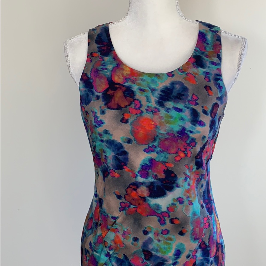 Suno Sleeveless Watetcolor Print Silk Dress